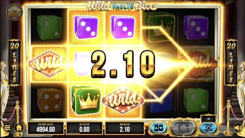 Wild Vaults Dice - রিল এবং ভল্ট সহ প্রধান স্ক্রিন